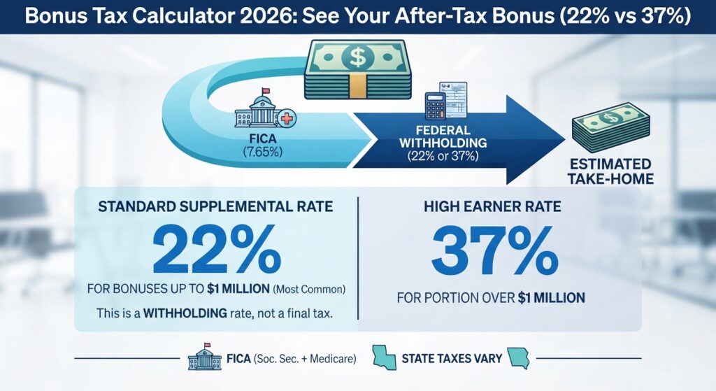 Bonus Tax Calculator 2026: See Your After-Tax Bonus (22% vs 37%)