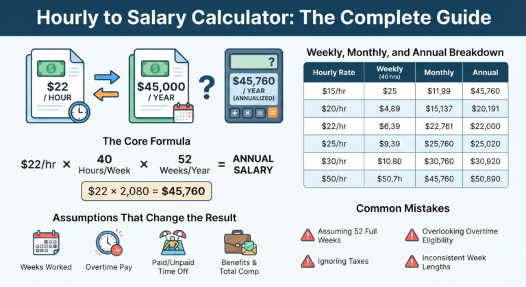 Hourly to Salary Calculator 2026 – Convert Hourly Wage to Annual Salary (Free)