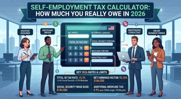 Self-Employment Tax Calculator 2026 – Calculate SE Tax & 1099 Taxes